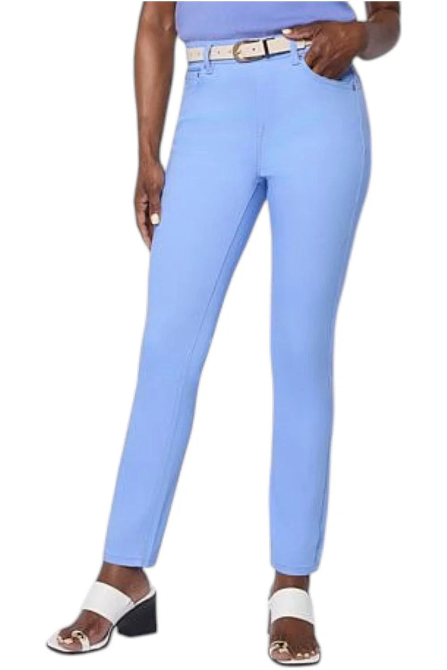 DG2 by Diane Gilman Women's Stretch Pull-On 5-Pocket Jegging Grapemist - Petite